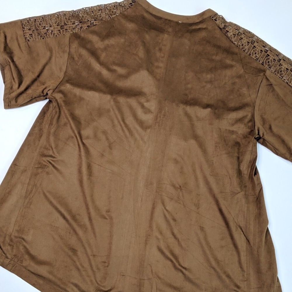 Umgee Soft Faux Suede Fringe Western Top Medium - Picture 4 of 8